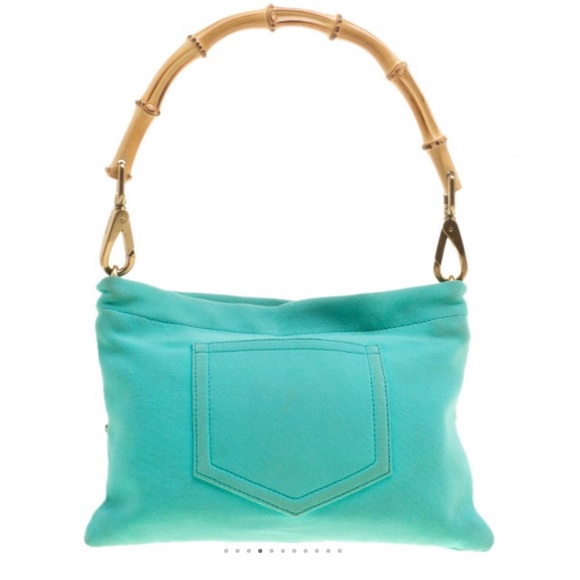 MIU MIU bead & sequin bamboo handle turquoise bag - Picture 5 of 12